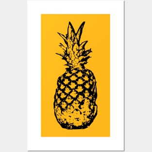 Pineapple fruit in grunge style Posters and Art